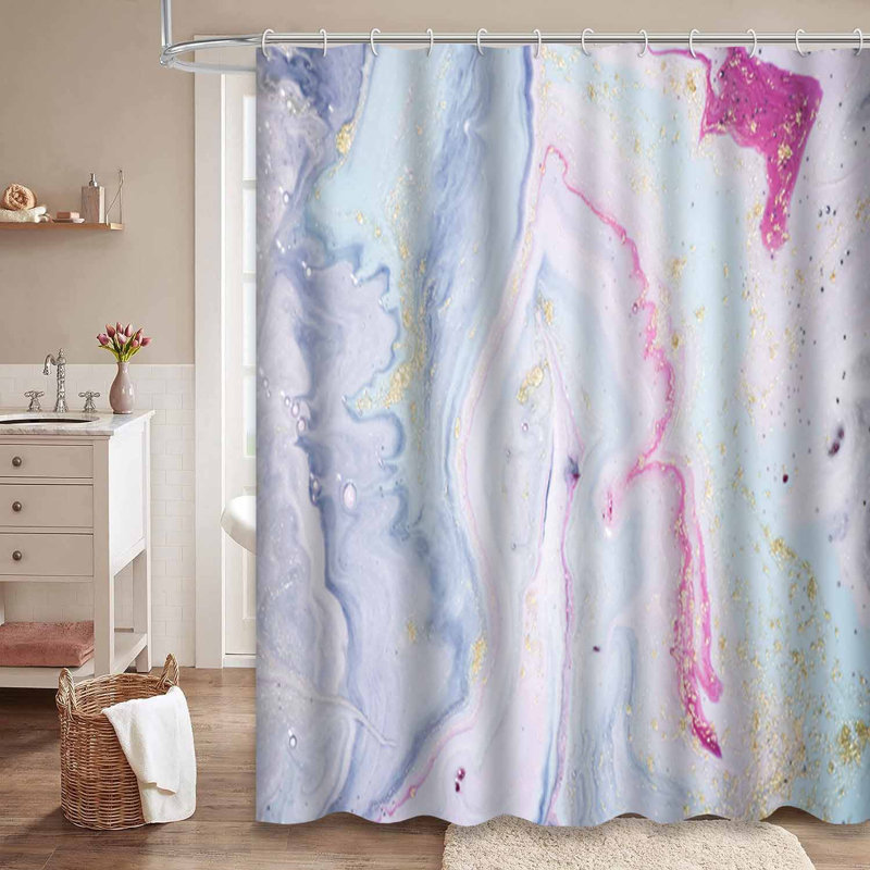 Rideau de douche noir imperméable, rideaux de douche pour la salle de bain avec 12 crochets, 72" L x 84" W
