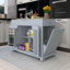 Chariot de cuisine 48,5 po en bois d'hévéa avec armoire de rangement pour poubelle et prise de courant
