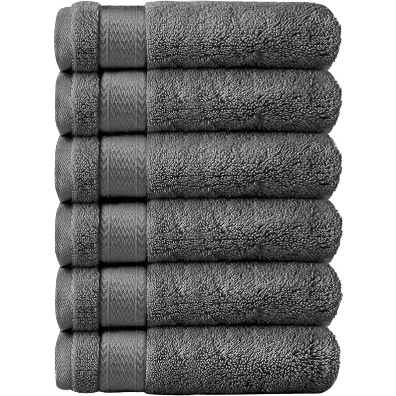 Premium 100% Cotton Hand Towel Set 16"x27", Dark Grey