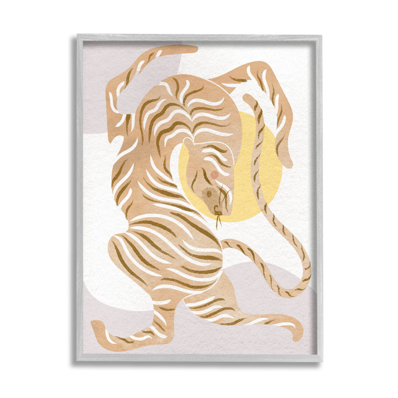 Dessin géométrique de tigre à motif géométrique par Lil 'Rue, H 30 po x l 24 po x P 1,5 po, Estampe numérique Farmhouse