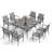 Asfand 9pcs Large Square Table Outdoor Patio Dining Set With Sling Chairs (Without Cushions)
