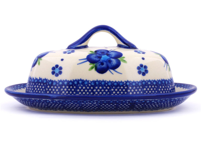 Bleu-belle Fleur Stoneware Butter Dish
