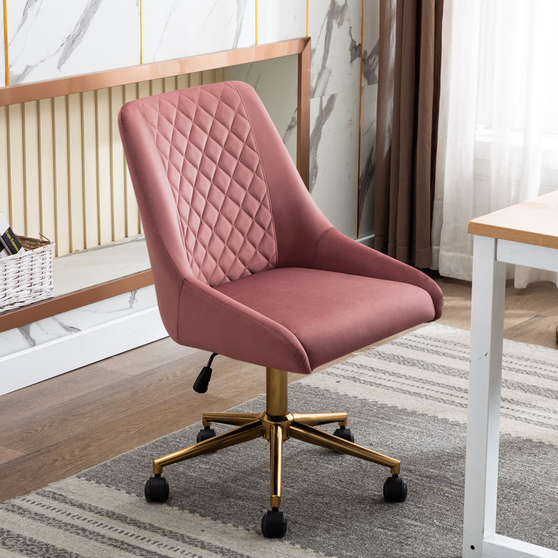 Velvet Task Chair, Pink, Gold