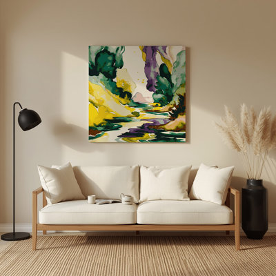 Aquarelle paysage 95, art mural en métal beige