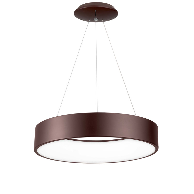 Rando 1 - Light LED Drum Pendant, Coffee Brown