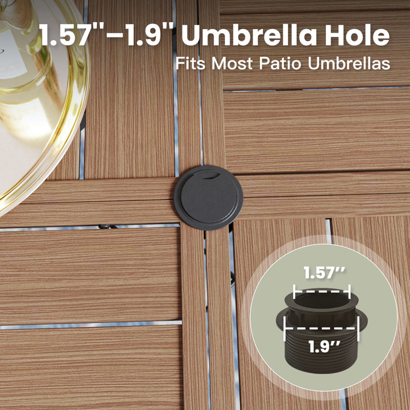 53.1" Round Outdoor Patio Dining Table, Brown