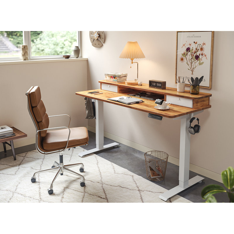Bureau pour travailler debout à hauteur réglable, Rustique clair / blanc, H 47,24 po x l 40 po x P 23,63 po