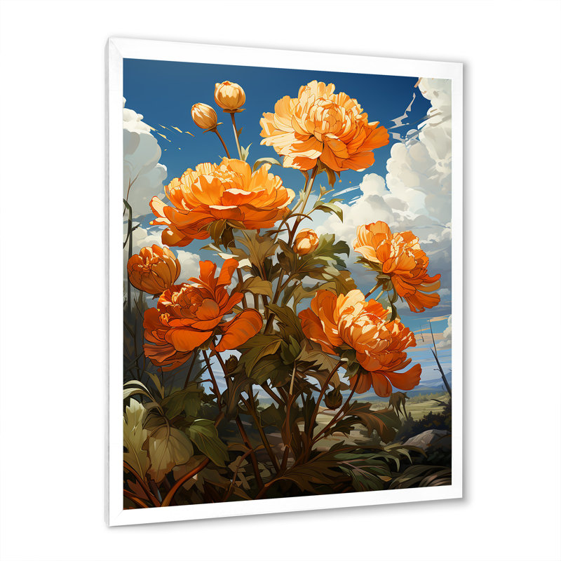Pivoine beauté II - pivoines, art mural, Cadre simple blanc, H 32 po x l 16 po x P 1 po