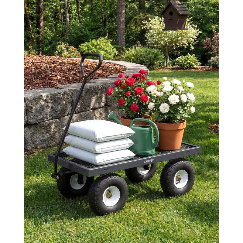 Chariot de jardin robuste - Chariot de jardin utilitaire d'une capacité de 400 lb, Gris