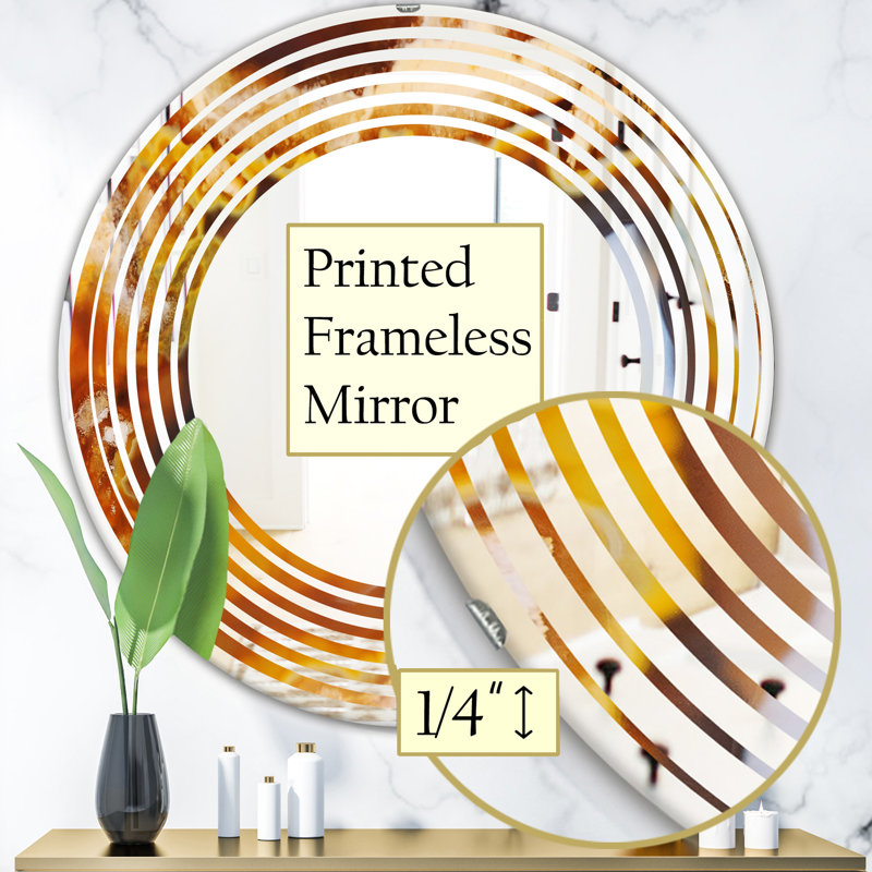 Miroir mural sans cadre wave agate modern, 23,6 po x 23,6 po