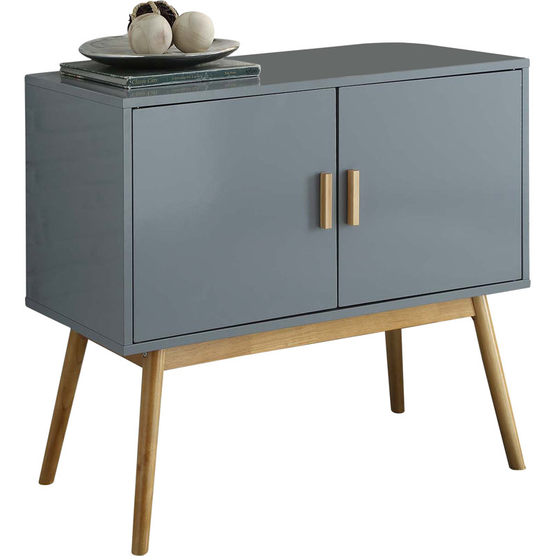 Asten Storage Console with Cabinet and Shelves, Gray