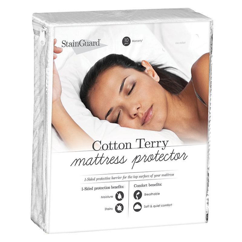 Full Size White Cotton Terry Mattress Protector