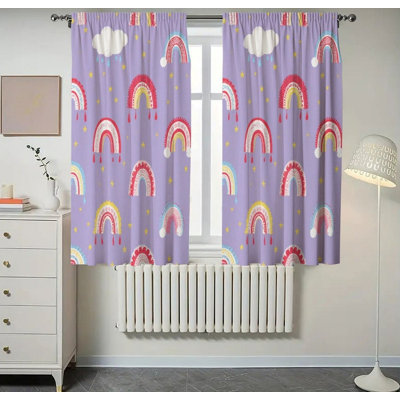 Ensemble de 2 rideaux occultant mauve arc-en-ciel et étoile 28 po x 40 po