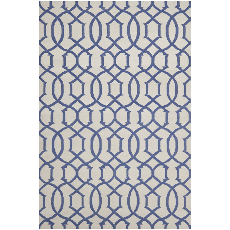 Amelah Hand Woven Flat Weave Wool Geometric Rug, Rectangle 3' x 5'