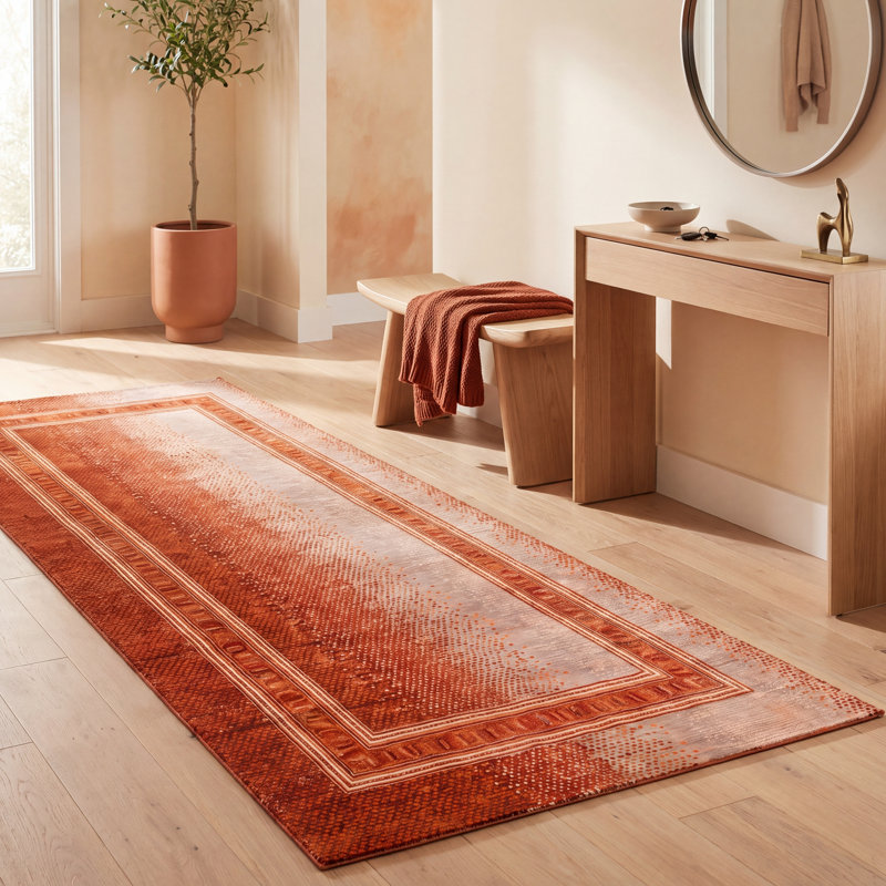 Tapis Sardis moderne à motifs mosaïques abstraites, orange, rouge et crème, lavable à la machine, antidérapant, à poils courts, pour l'intérieur et l'extérieur, adapté aux animaux domestiques, idéal pour le salon, la chambre, la salle à manger, l'entrée, le couloir ou le bureau.
