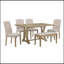 Ensemble de table de salle à manger 6 pièces, table à tréteaux rectangulaire, 4 chaises rembourrées et banc pour la salle à manger-431098167