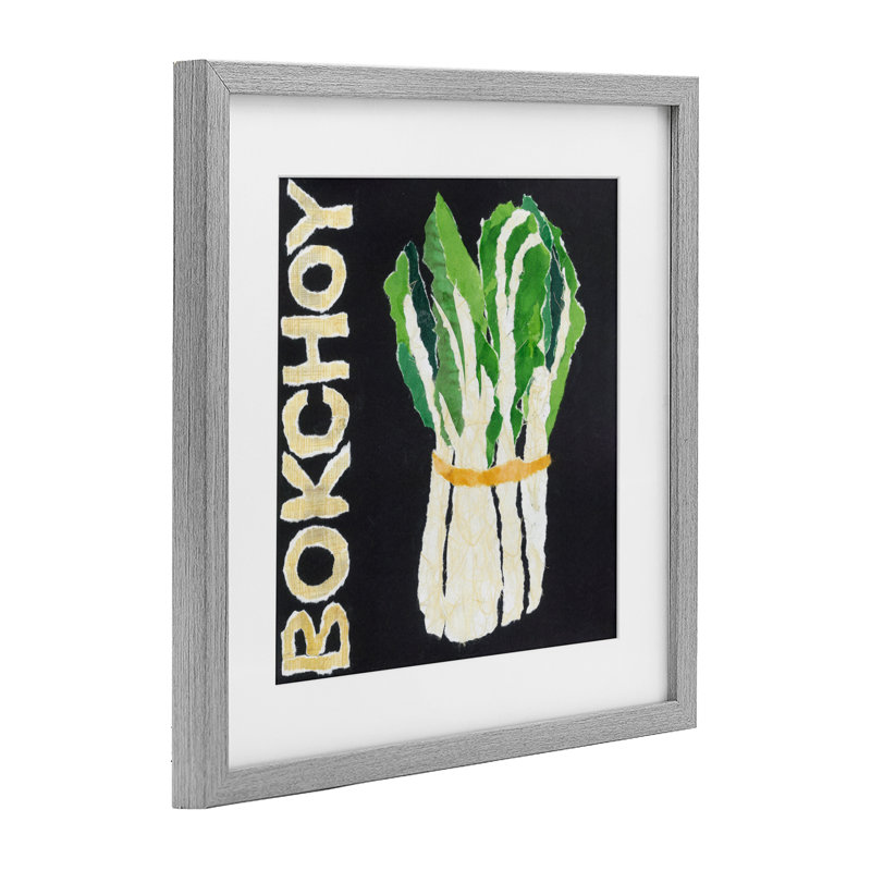 Reproduction sous verre Bok Choy, Cadre de ferme gris, H 16 po x l 16 po