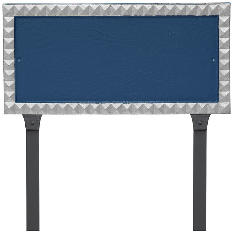 Plaque d'adresse sur une ligne rectangulaire avec piquets de pelouse Cairo, Bleu de mer / Argent