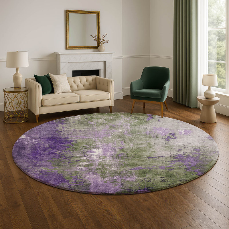 Premium Machine Washable Medena AMF1870 Abstract Rug, Round 8'