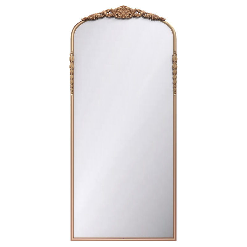 Arched Antique Ornate Full Length Floor Mirror w/Free Standing,71x30 inch, Gold