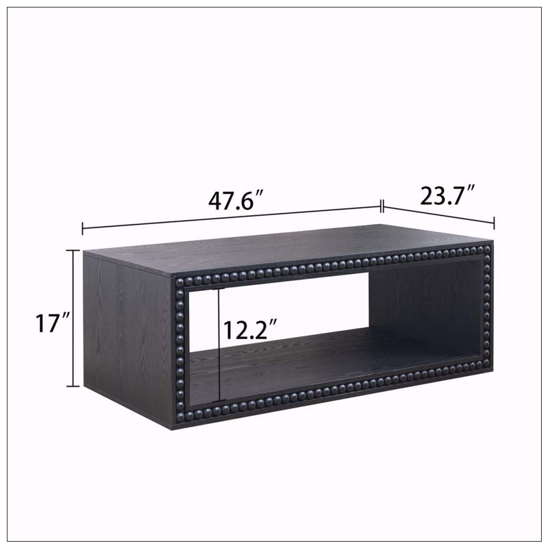Table basse 47,6 "rectangulaire avec tablette de rangement ouverte, Black
