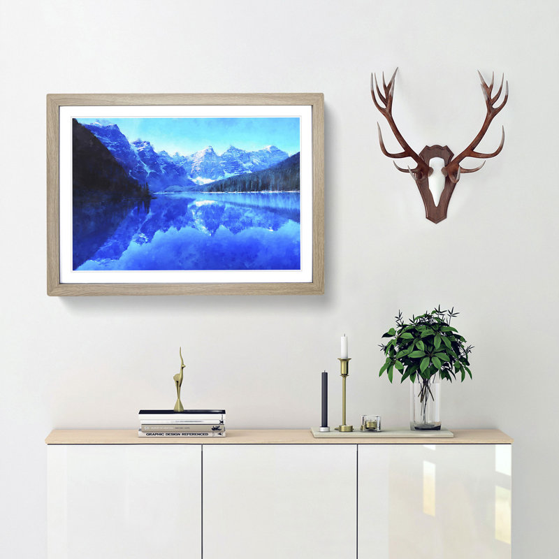 Moraine Lake in Banff Canada - Framed Print, 62cm H x 87cm W x 2cm D, Oak Framed