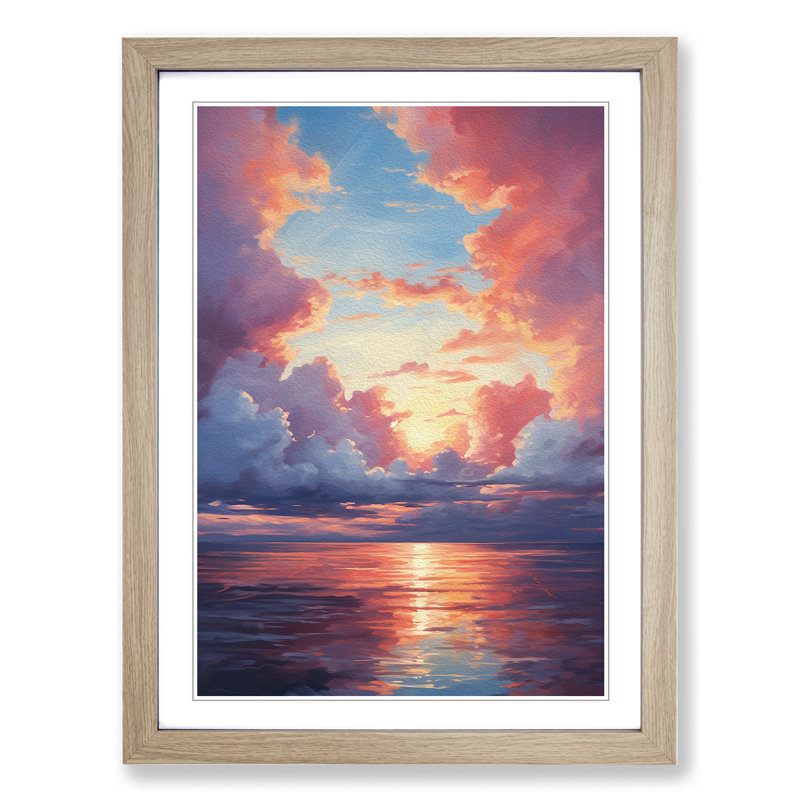 Single Picture Frame Print on Wood, Oak Framed, 34cm H x 25cm W