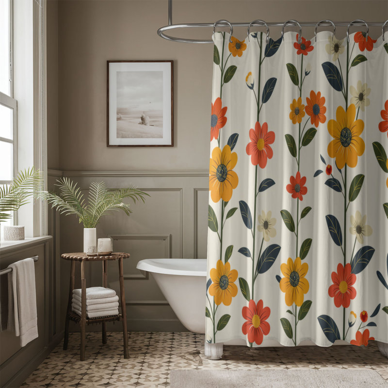 Ringed Florals - Premium Shower Curtain, 74"H x 71"W