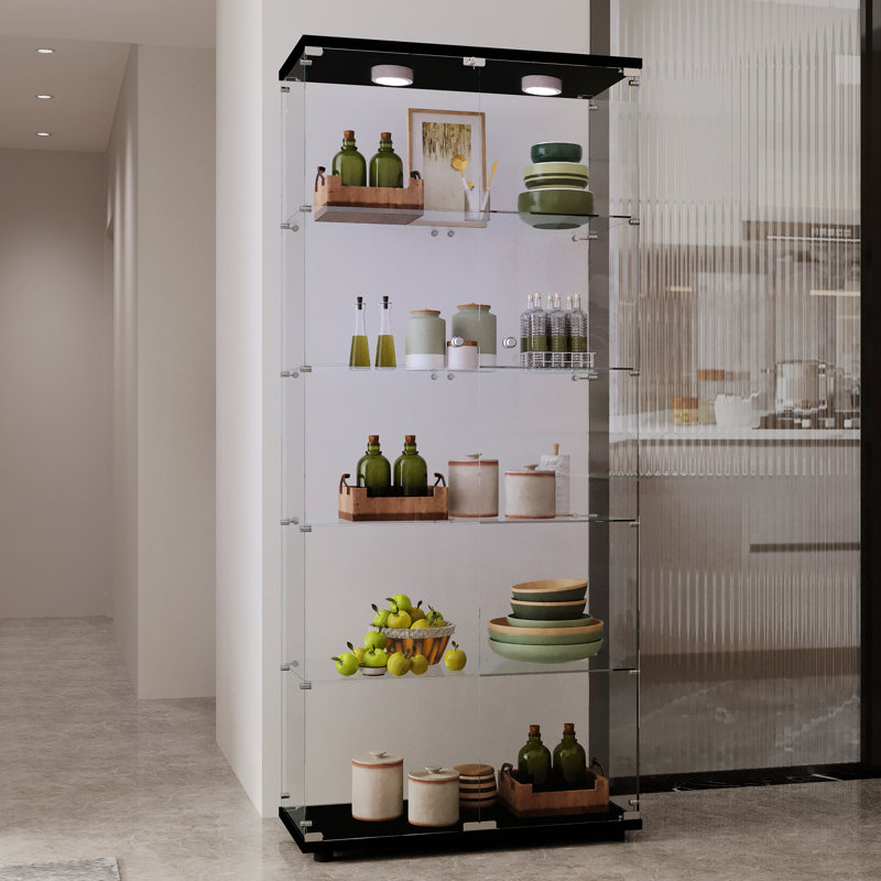 Vitrine, armoire de rangement avec pieds réglables, Noir