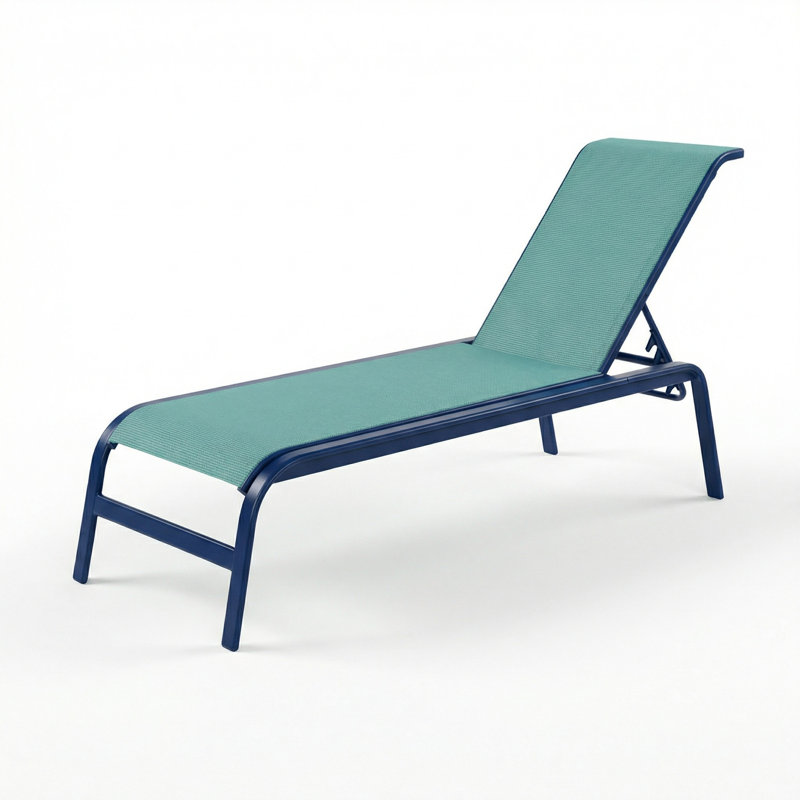 Chaise, Dupione Aquamarine Sling/Midnight