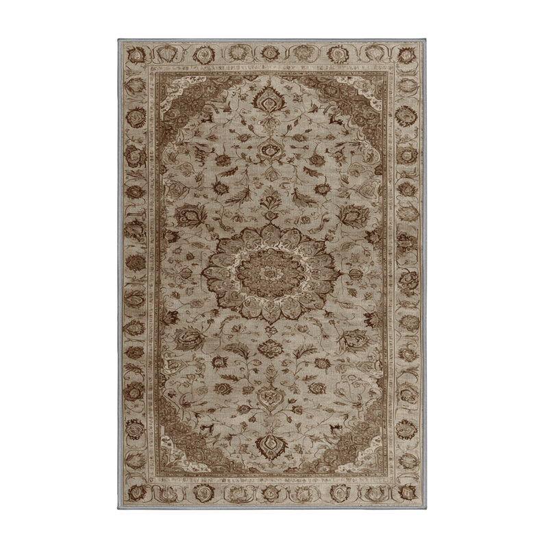 Tapis persan gris lavable à la machine, Rectangle 7 pi x 9 pi