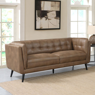 Maximillion Brown Tuxedo Arms Sofa