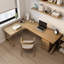 Bureaux en bois massif brun en forme de L-107198182-107198180