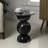 19" Modern Natural Marble Handmade Stacked Round Pedestal End Table