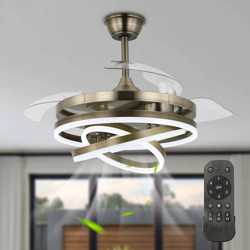 Idaline 42'' Retractable Ceiling Fan with LED Lights and Remote