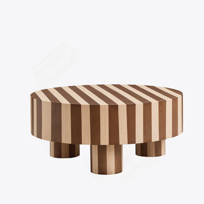 Round Wood Coffee Table, Natural Finish For Living Room