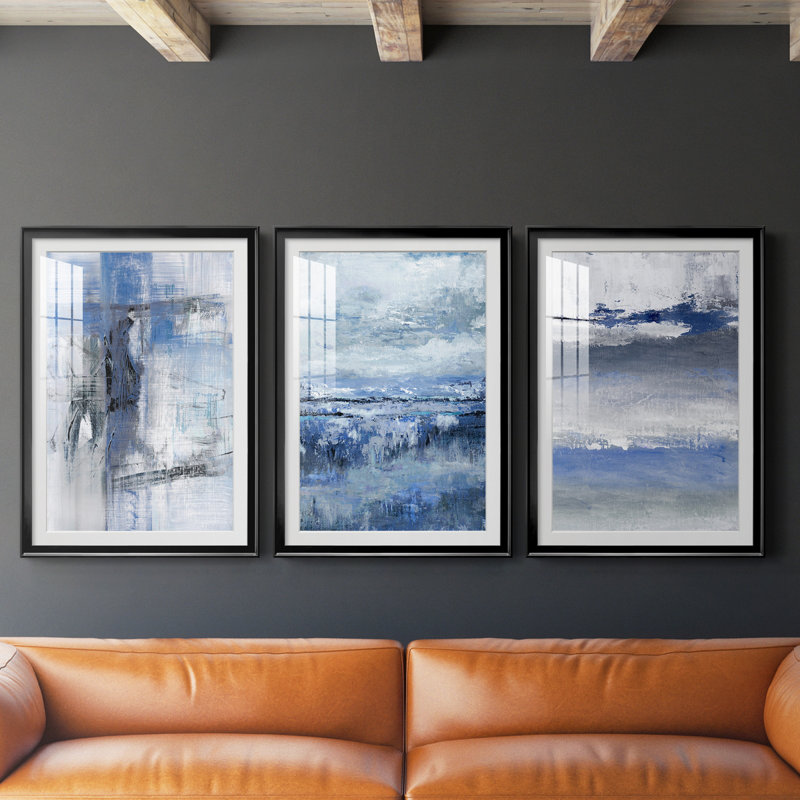 " Soft Solace Indigo " 3 - Pieces, 26.5" H x 109.5" W, Black