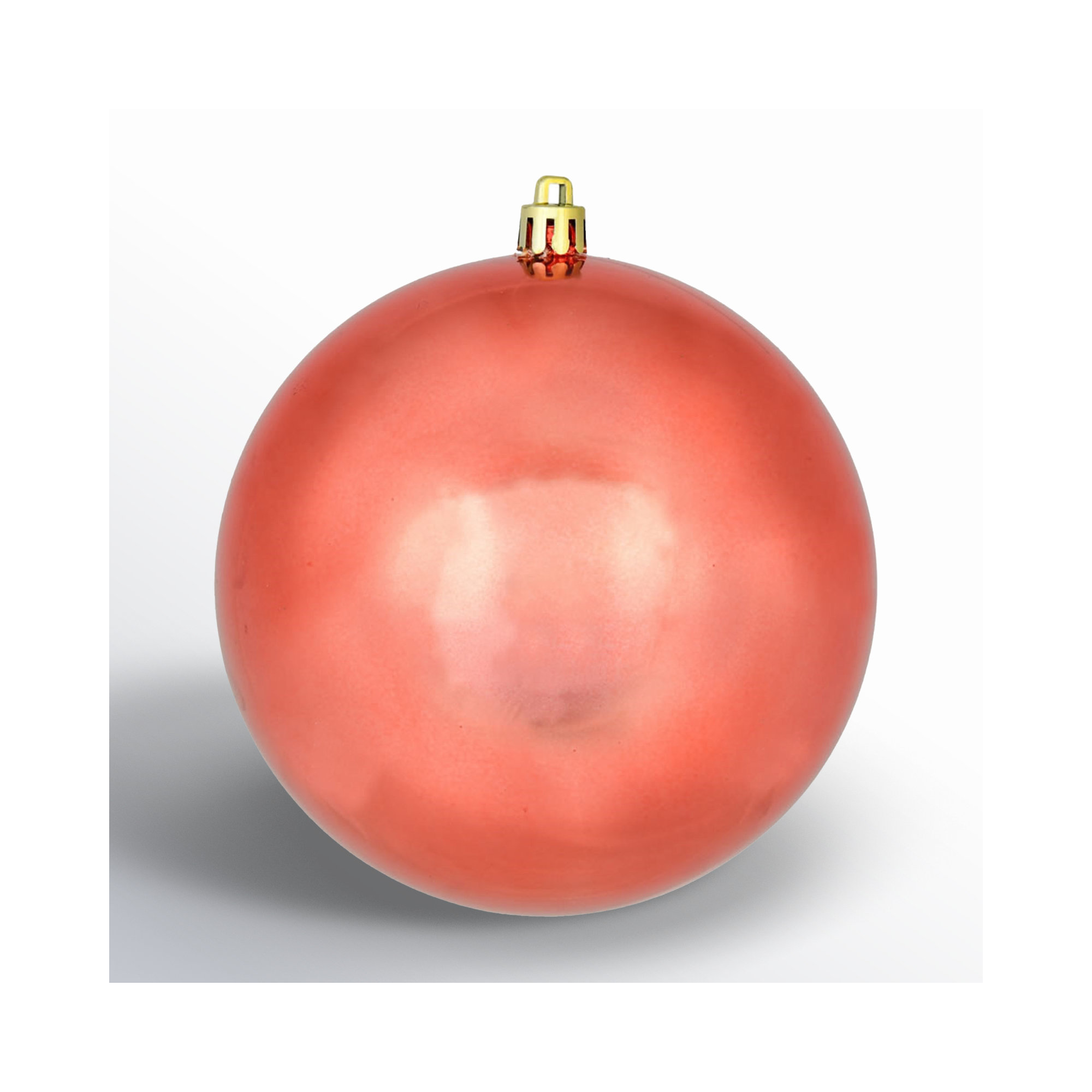 Holiday Décor Ball Ornament, Coral Shiny, 4" H x 4" W x 4" D