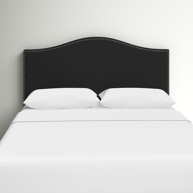 Tête de lit tapissier en velours Umaiza, Simple, Velours performance noir classique