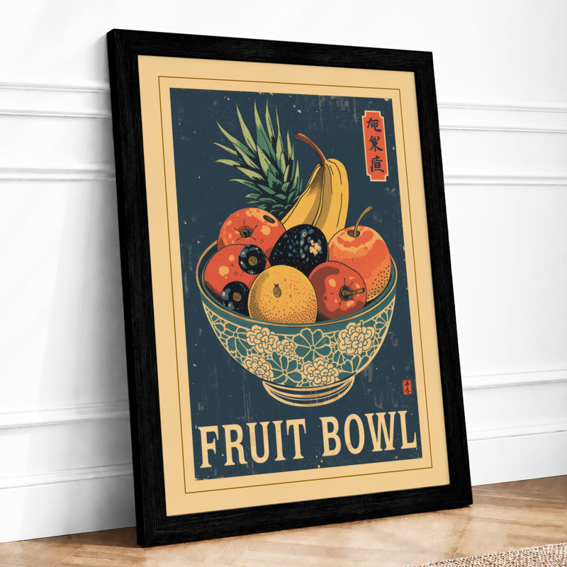 Fruit Bowl, Art Deco - Framed Print, A2 - 59.4 x 42.0 cm, Black