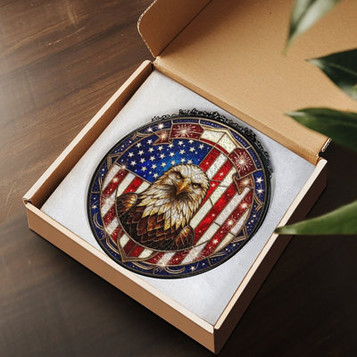 Panneau de vitrail patriotique aigle chauve pour fenêtre