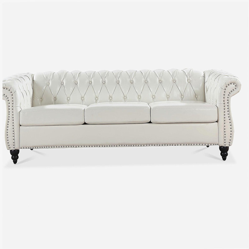 Canapé Chesterfield 84,65 pouces, Beige