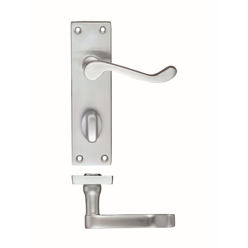 Bassick Bathroom Door Handle, Satin Chrome