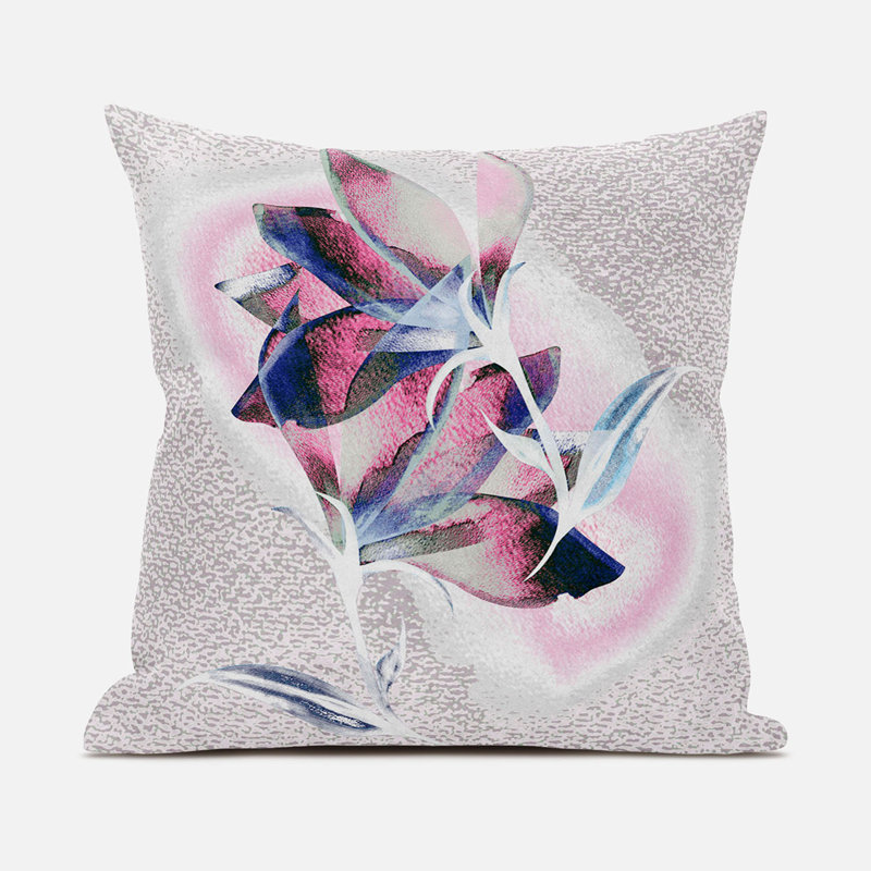 Indoor / Outdoor Square Cushion, 66cm H x 66cm W, White/Purple