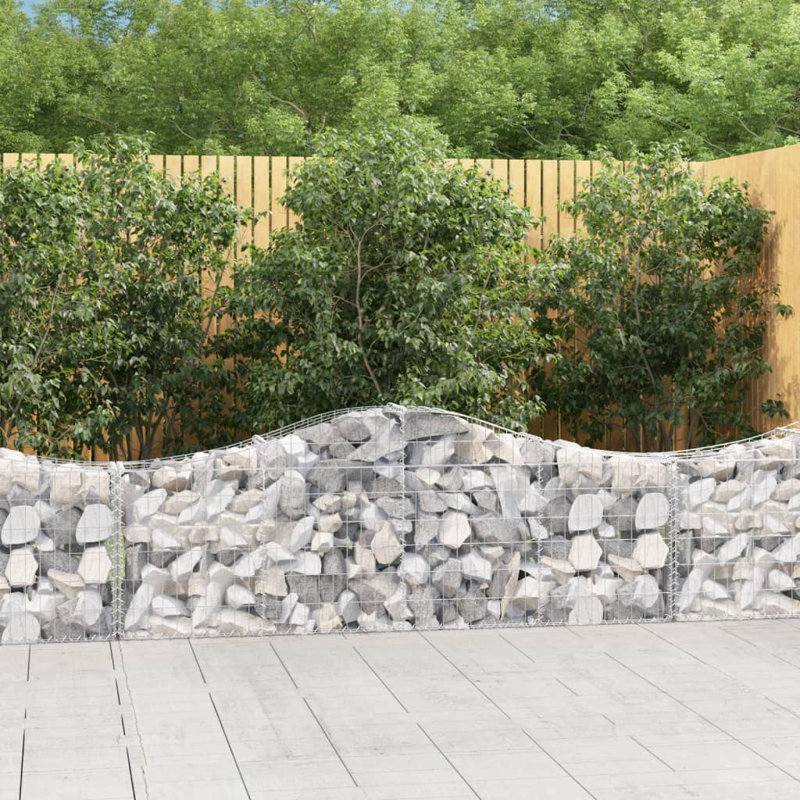 Paniers en gabion arqués 3 pièces 78,7 po x 11,8 po x 31,5 po / 39,4 po Vidaxl, H 2,6 pi x l 6,6 pi x P 1 pi