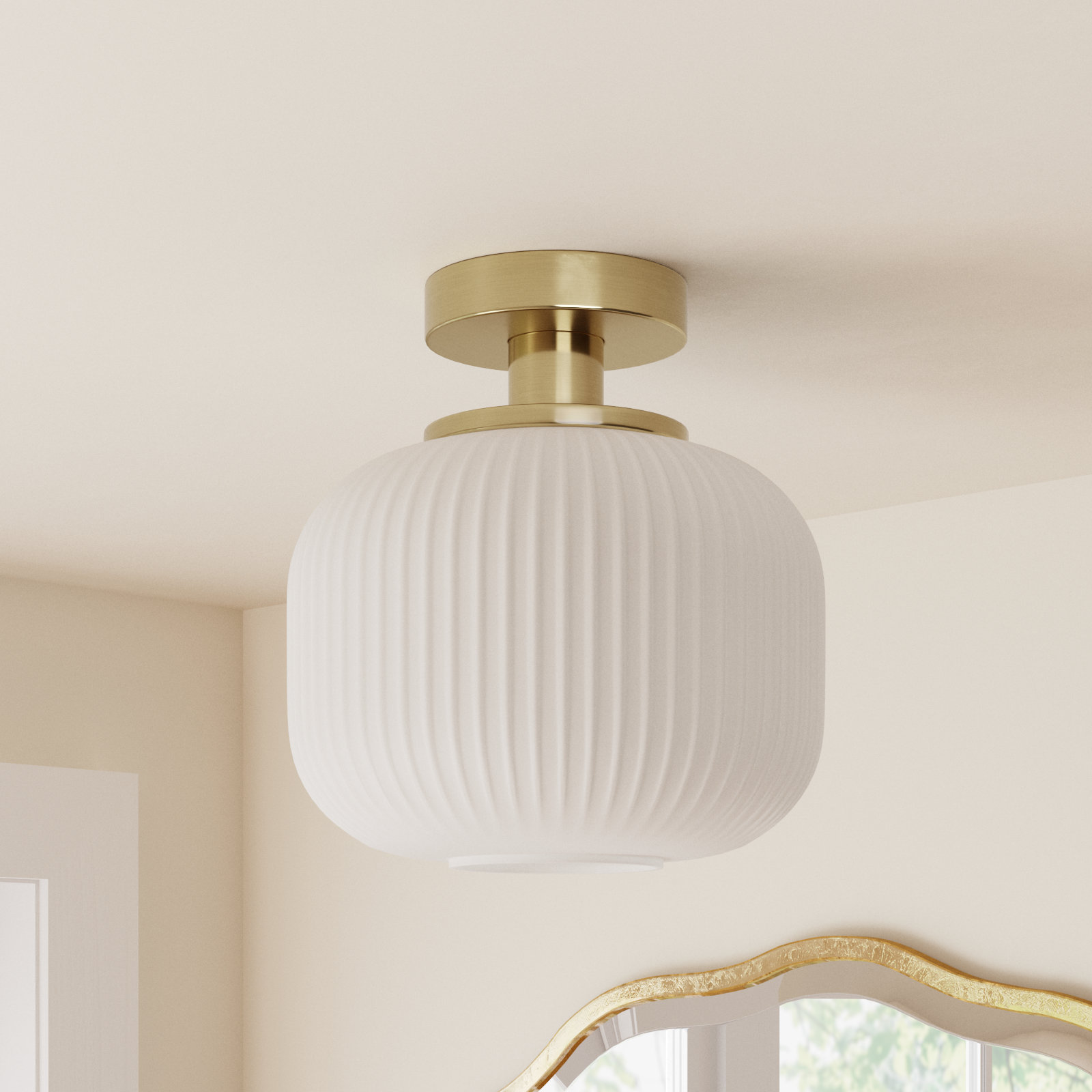 Jan Single Light Glass Semi Flush Mount