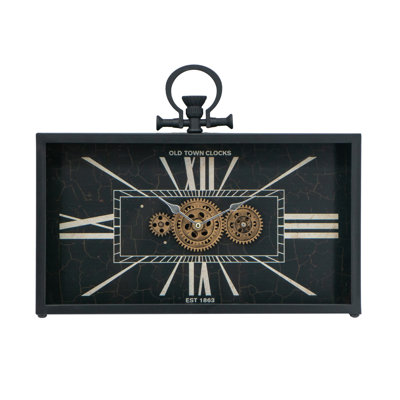 Mid-Century Modern Analog Electric Tabletop Clock in Black Gold
