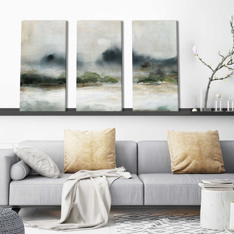 «Colette Textured Rain II» par Carol Robinson, peinture sur toile tendue 3 pièces