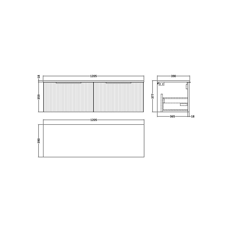 Fluted 120.5cm Single Bathroom Vanity Base Only, Satin Blue