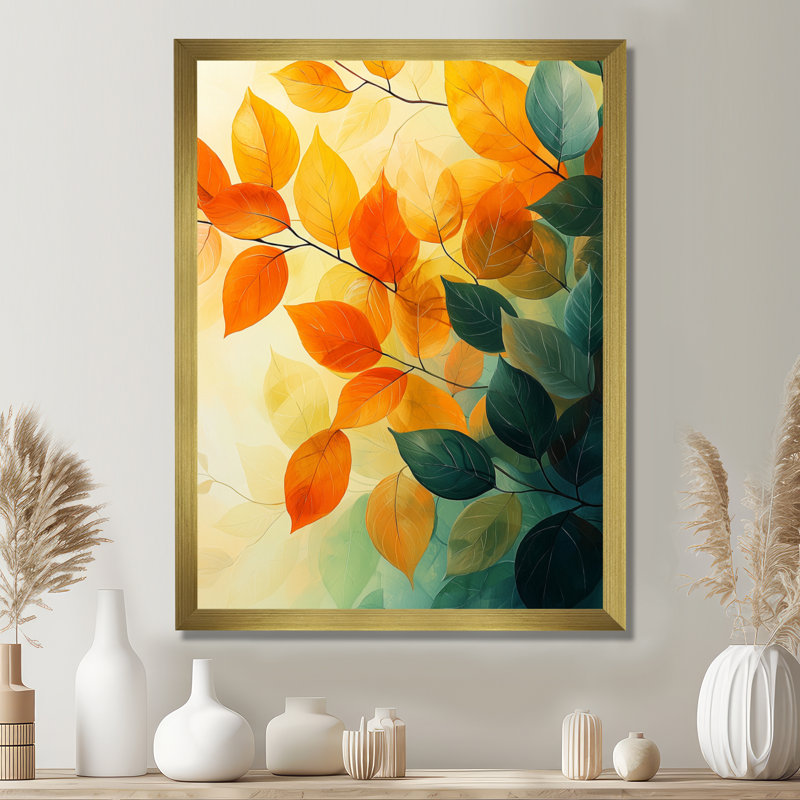Raegan - Art mural sur toile florale, H 32 po x l 24 po, Picture Framed, Doré
